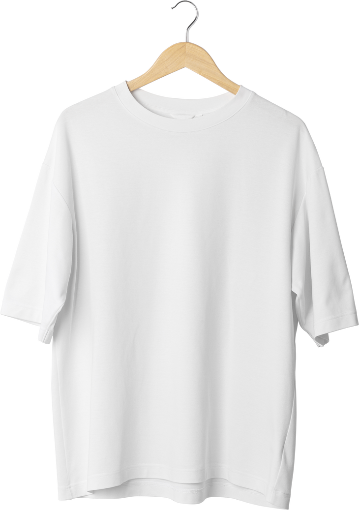 White oversize T shirt mockup hanging, Png file